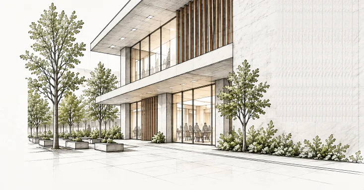 Spaces That Inspire - Architectural Hand-Drawn Sketch by Nirman Projects