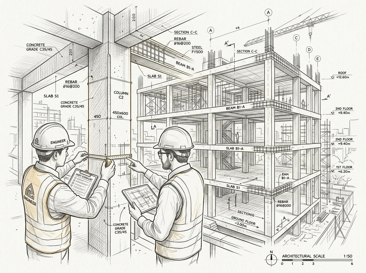 Structural Audit Engineering Inspection Architectural Sketch